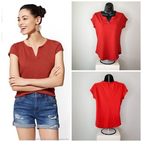 New York & Company Hampton Split-Neck Tee Shirt - Picture 2 of 7